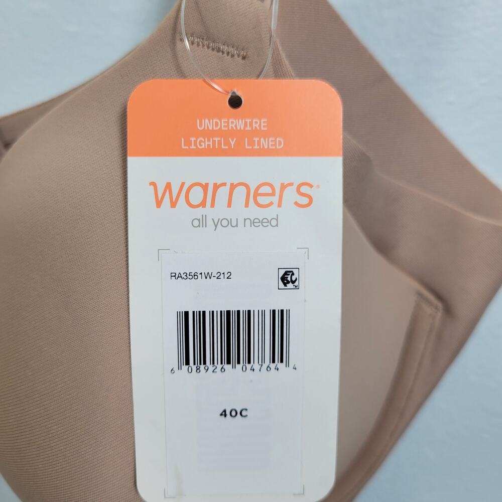 Warners Beige Underwire Lightly Lined Bra Size 40C 13126-1268 - Picture 4 of 5